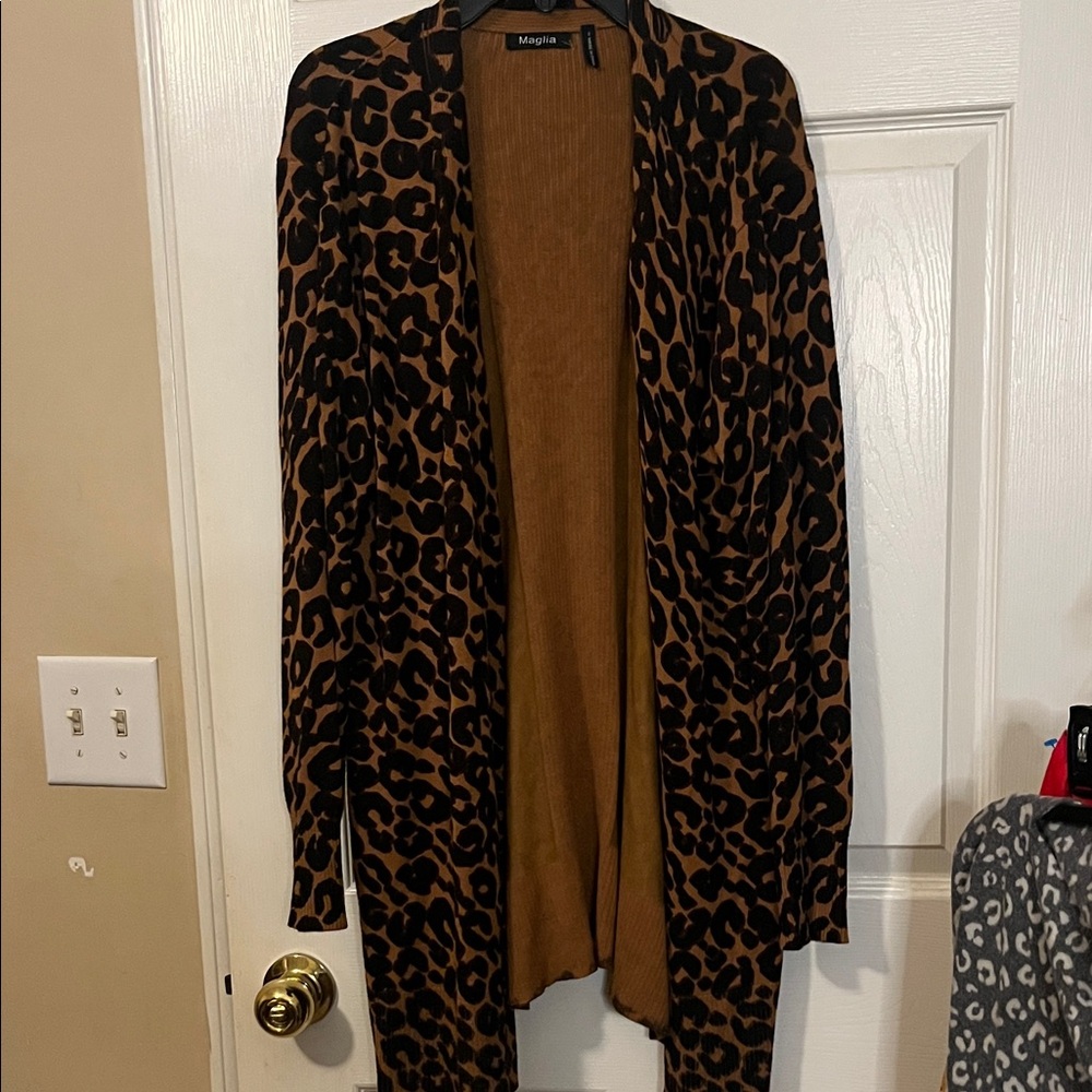 Magnolia Black and Brown Leopard Cardigan